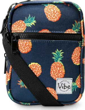 Vibe Festival Gear Small Crossbody Sling Bag for Women Men 5in1 Multi-Use from (rPET) Recycled Polyester Belt Bag Cross Body Backpack Fanny Pack Purse - Pineapples