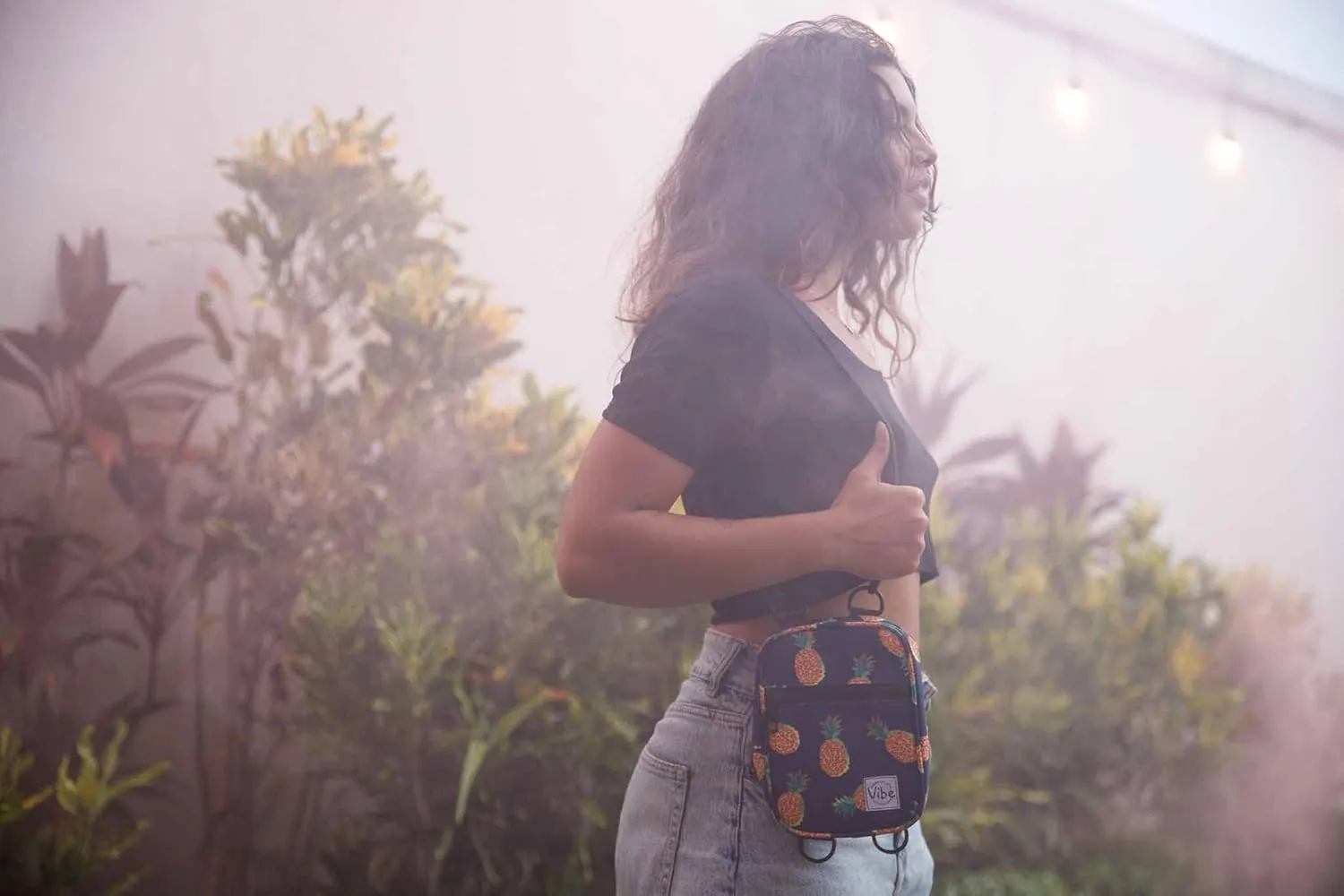 Vibe Festival Gear Small Crossbody Sling Bag for Women Men 5in1 Multi-Use from (rPET) Recycled Polyester Belt Bag Cross Body Backpack Fanny Pack Purse - Pineapples