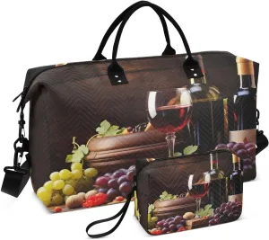 Vineyard Wine Drape Travel Duffel Bag Large Capacity Weekender Bag with Toiletry Bag Detachable Shoulder Strap Travel Tote Bag for Women