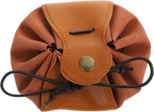 Vintage Belt Pouch Dice Bag Portable Drawstring Purse Faux Leather Pouch Dice Bag Tray
