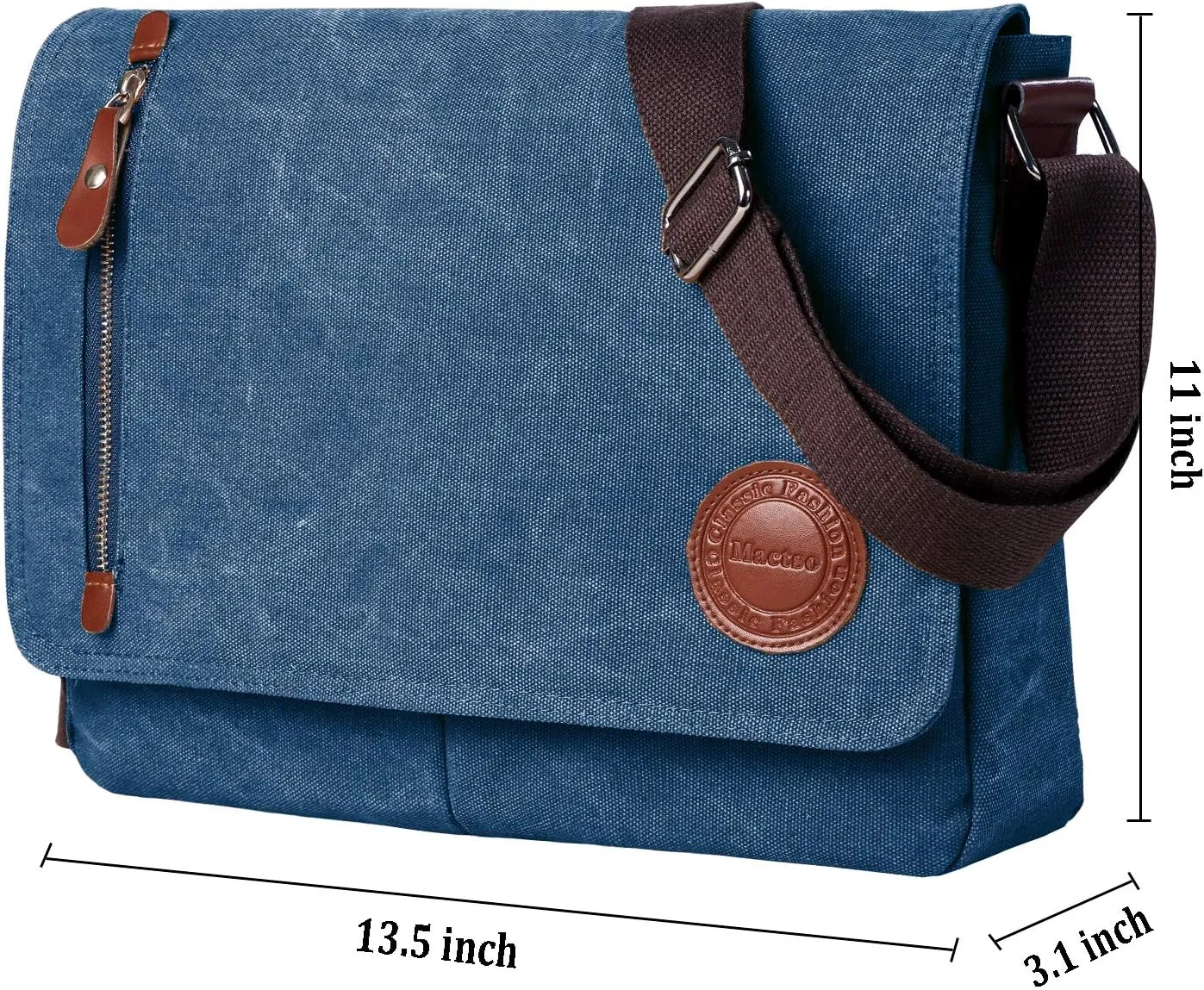 Vintage Canvas Satchel Messenger Bag for Men Women,Travel Shoulder bag 13.5" Laptop Bags Bookbag (Blue)