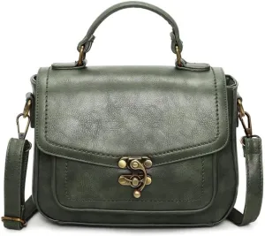 Vintage Crossbody Bags for Women, Small Leather Purse Messenger Bag, Retro Women Shoulder Handbag with Top Handle