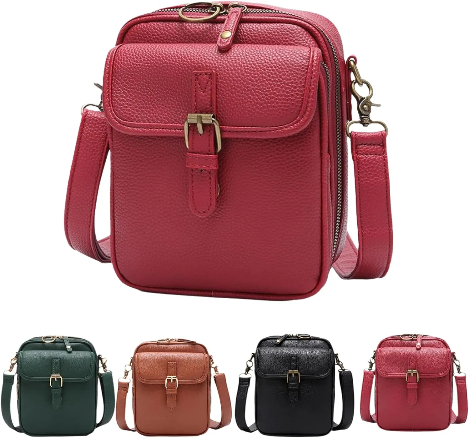 Vintage Double Layer Large Capacity Mini Messenger Bag,2025 New Leather Purse Crossbody Shoulder Bag for Outdoor Travel