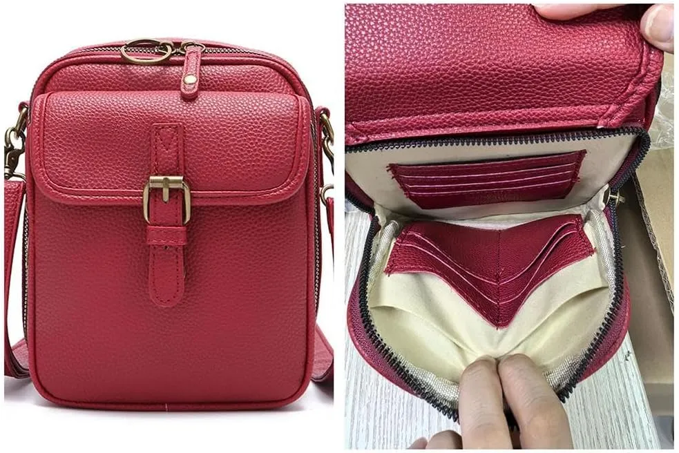 Vintage Double Layer Large Capacity Mini Messenger Bag,2025 New Leather Purse Crossbody Shoulder Bag for Outdoor Travel