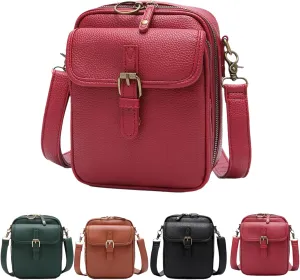 Vintage Double Layer Large Capacity Mini Messenger Bag,2025 New Leather Purse Crossbody Shoulder Bag for Outdoor Travel