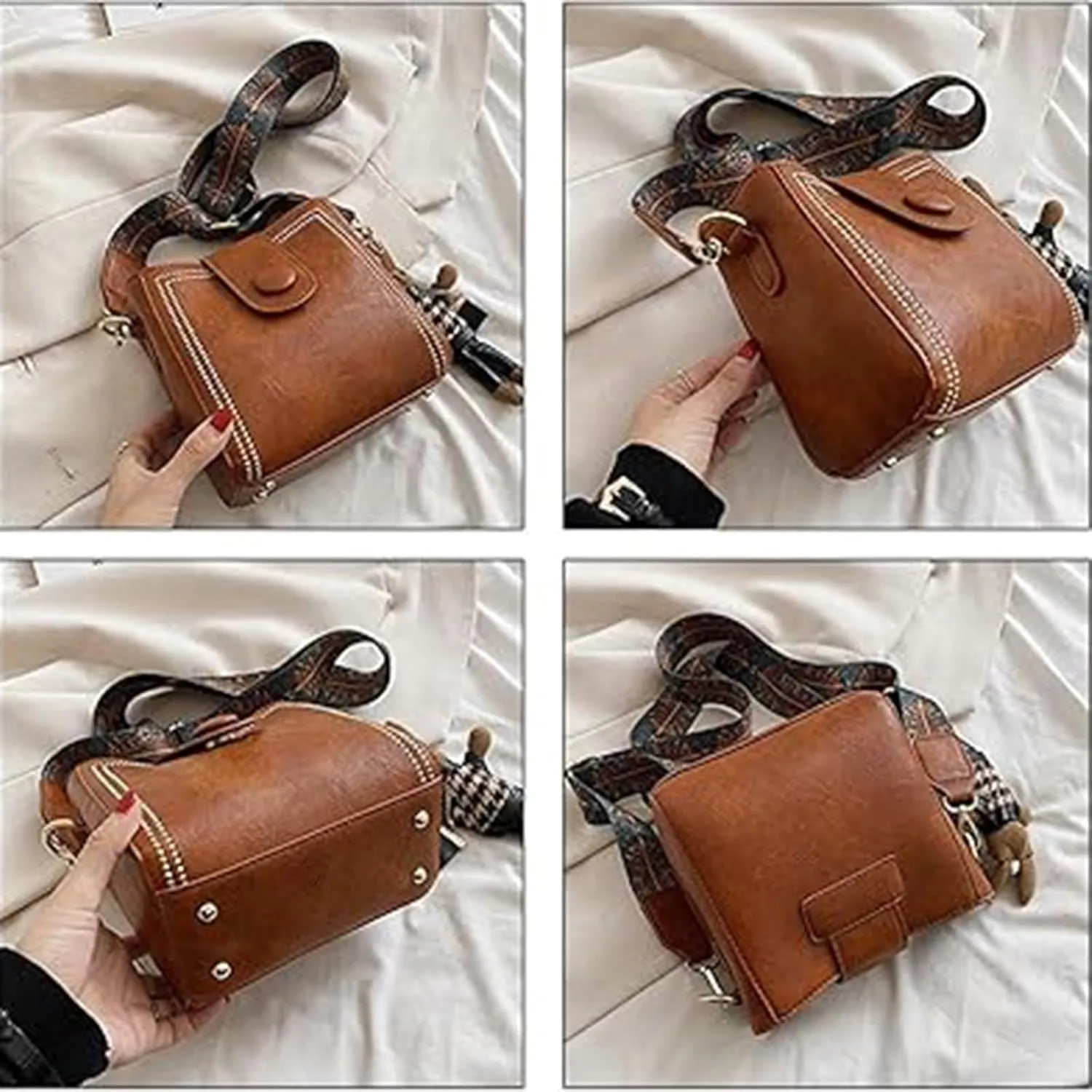 Vintage Fashion Bag,Crossbody Bags for Women,Vintage Retro Small Water Bucket Crossbody Bags for Women