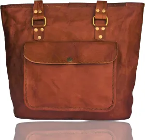 Vintage Genuine Leather Tote Bag Handbag Shopper Purse Shoulder Bag for Women Office Laptop Bags (Vintage Brown)