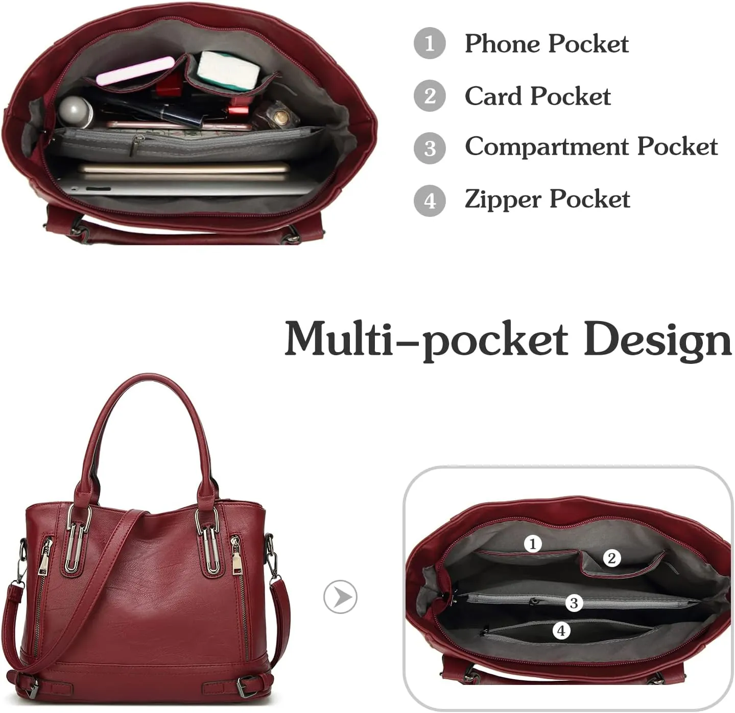 Vintage Handbag Women Crossbody Messenger Bags PU Leather Waterproof