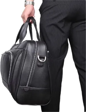 Vintage Messenger Bag for Men, PU Leather, Waterproof Laptop Briefcase, Messenger Shoulder Bag with Strap, for Office Business Travel College, 18.5in