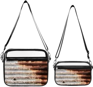 Vintage Rusty Metal Light Transparent Cross Bag Two-piece Set, Fashionable Transparent Bag