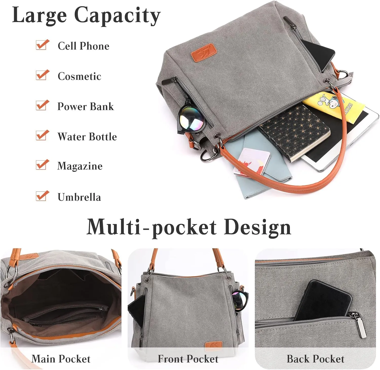 Vintage Women Handbag Canvas Shoulder Bag Large Capacity Messenger Bag