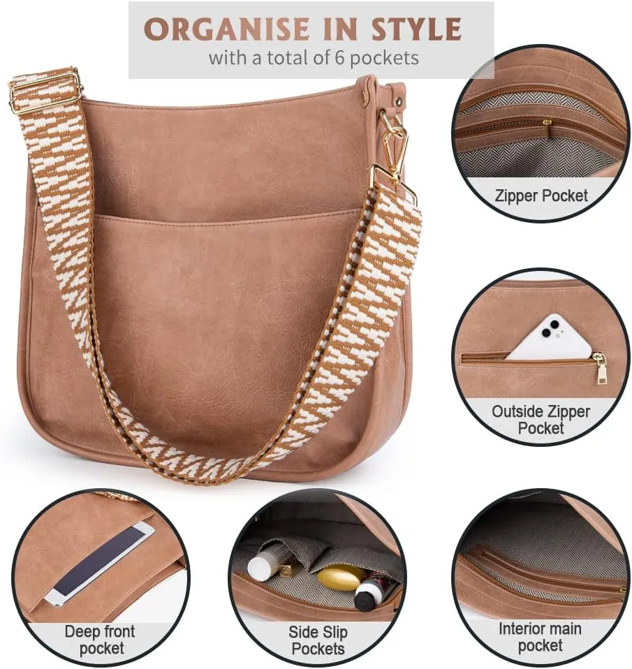 Viva Terry Vegan Leather Crossbody Fashion Shoulder Bag Purse with Adjustable Strap