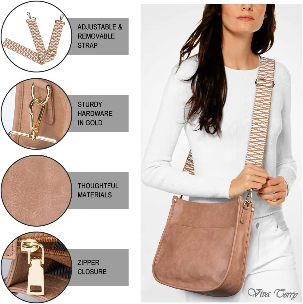 Viva Terry Vegan Leather Crossbody Fashion Shoulder Bag Purse with Adjustable Strap