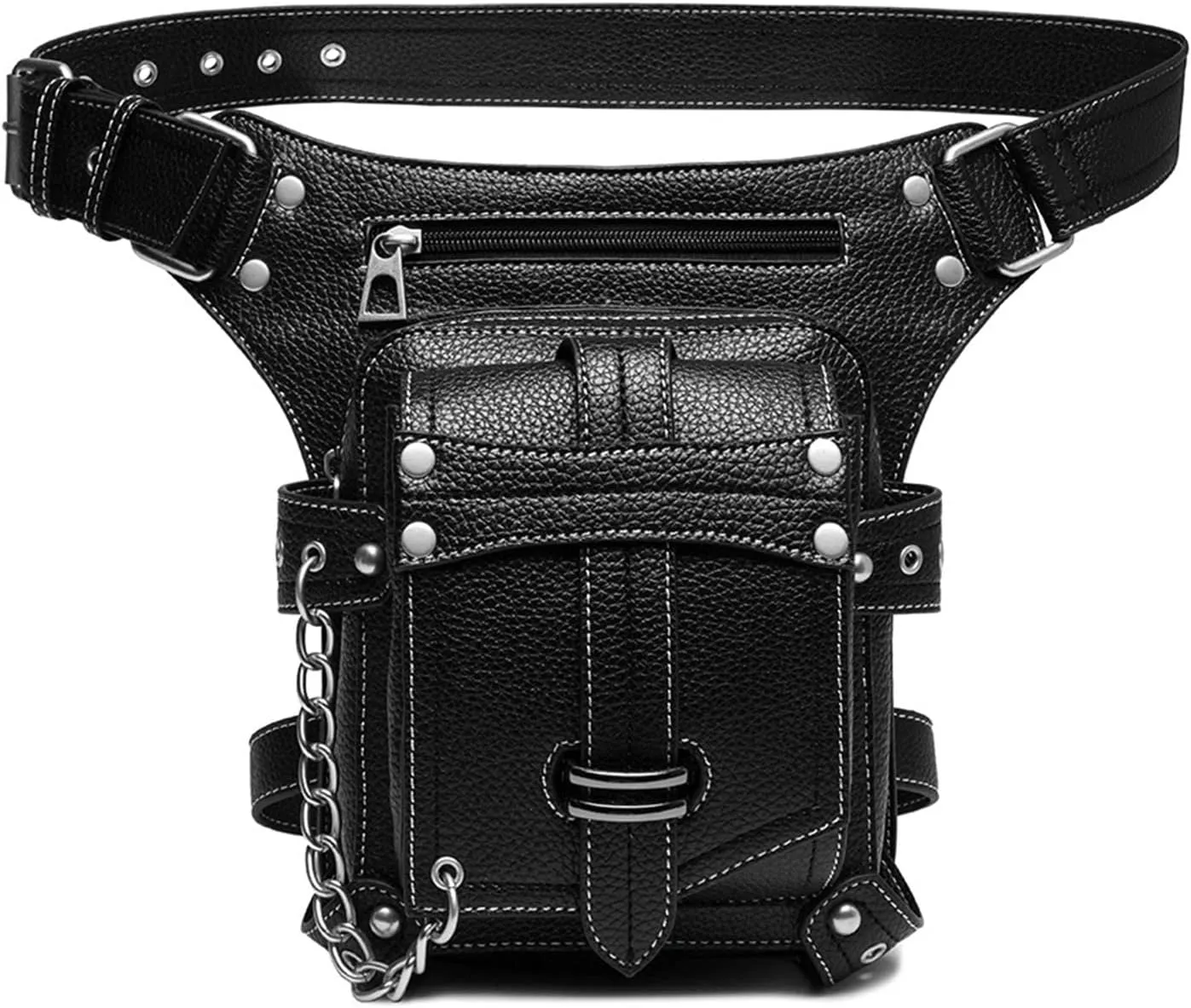 Waist Bag for Men Belt Leg Fanny Pack PU Leather Gothic Shoulder Crossbody Bags Retro Steampunk Travel Bag