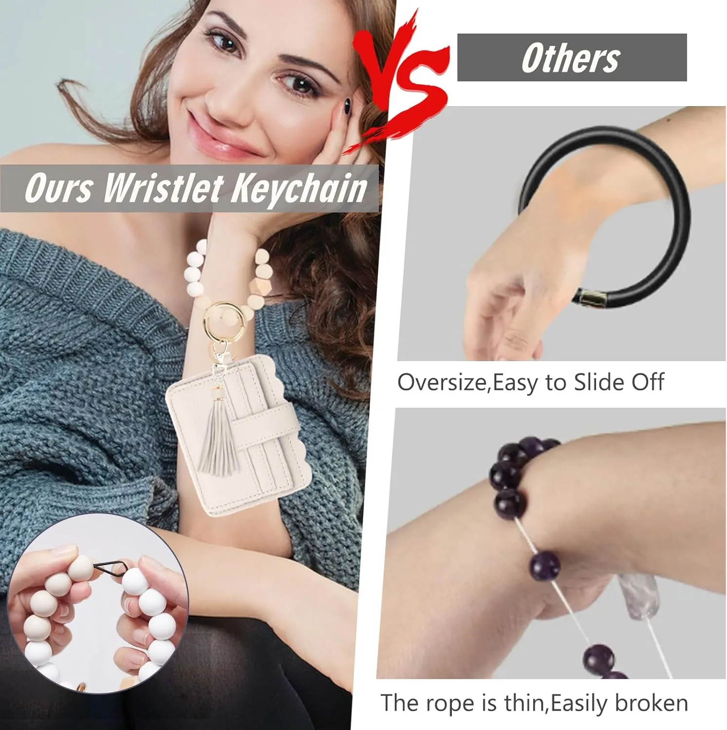 Wallet Keychain Wristlet for Women RFID Card Holder Keychain Key Chain Wallet Key Ring with Wrist Wallet for Women