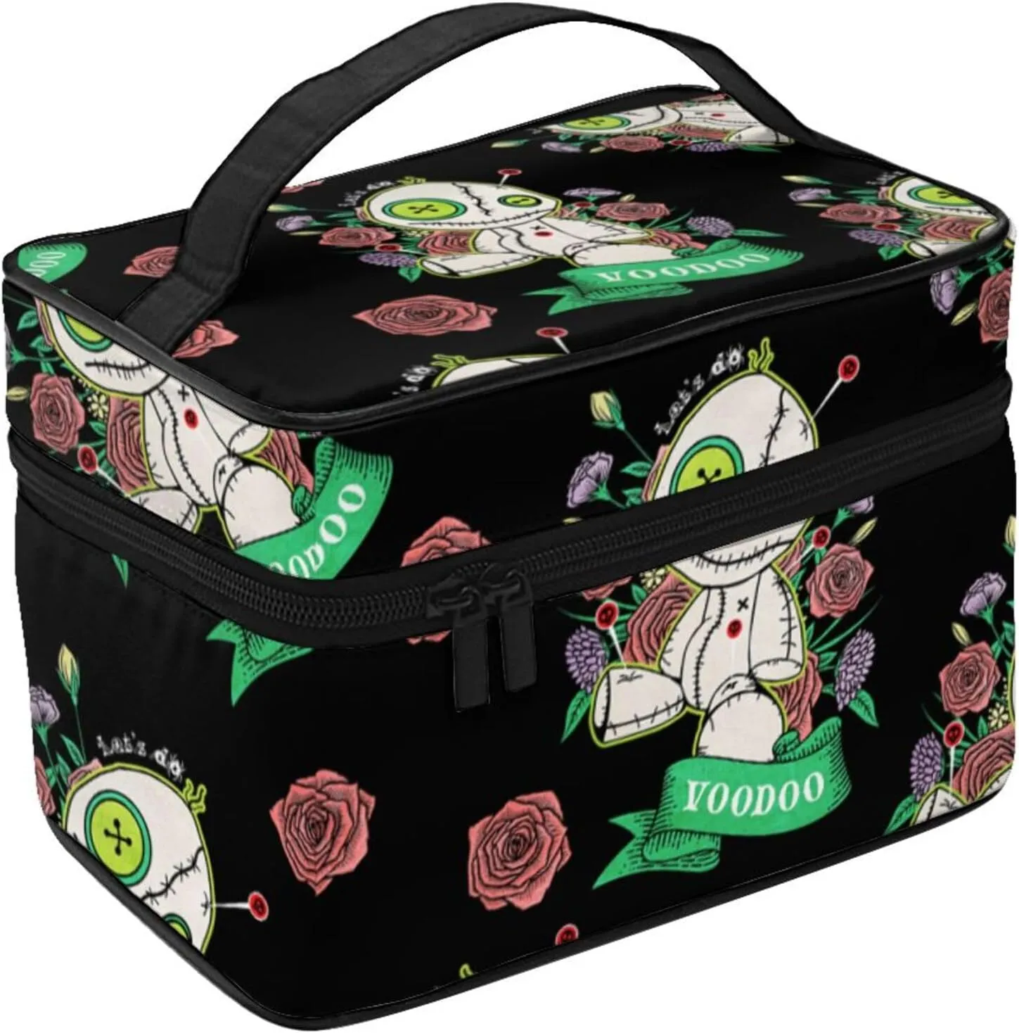 Water Resistant Oxford Toiletry Bag Compatible with Halloween Cute Gothic Voodoo Doll Cosmetic Bag, Large Capacity Makeup Bag with Zipper Ideal Gift for Women Luxury Cosmetic Pouch