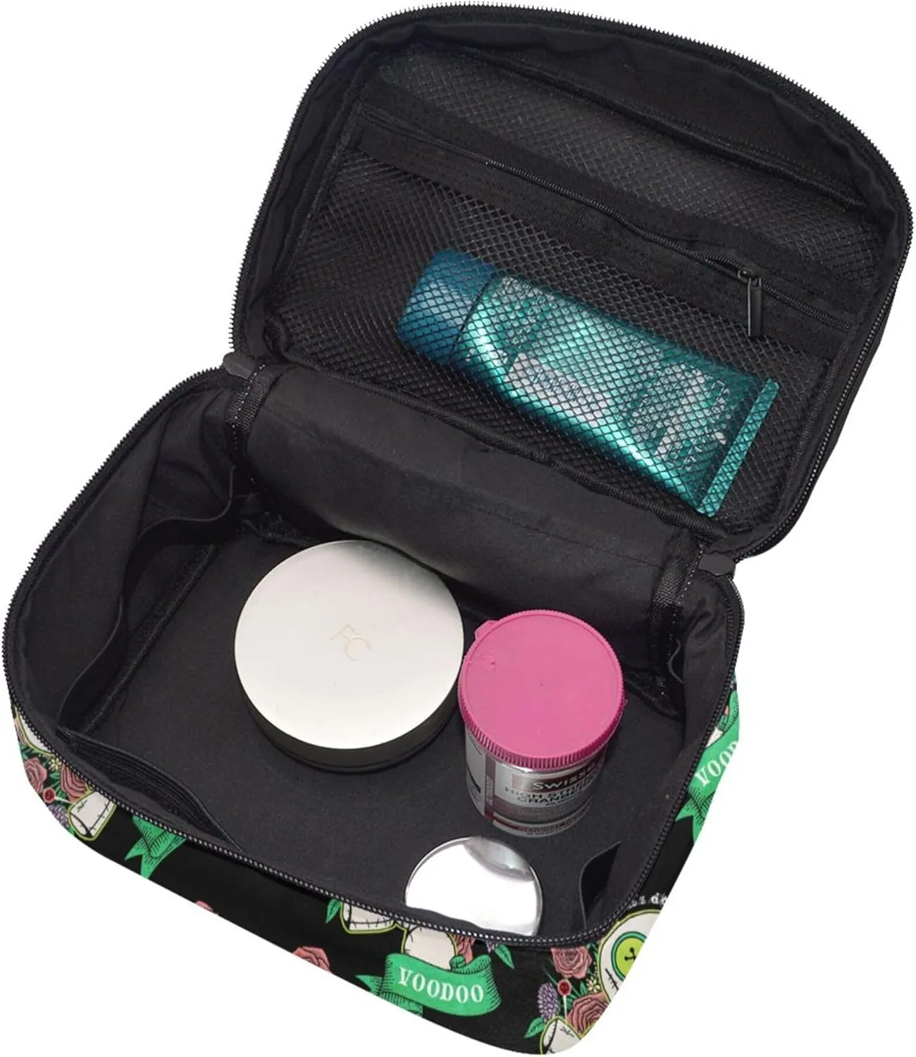 Water Resistant Oxford Toiletry Bag Compatible with Halloween Cute Gothic Voodoo Doll Cosmetic Bag, Large Capacity Makeup Bag with Zipper Ideal Gift for Women Luxury Cosmetic Pouch