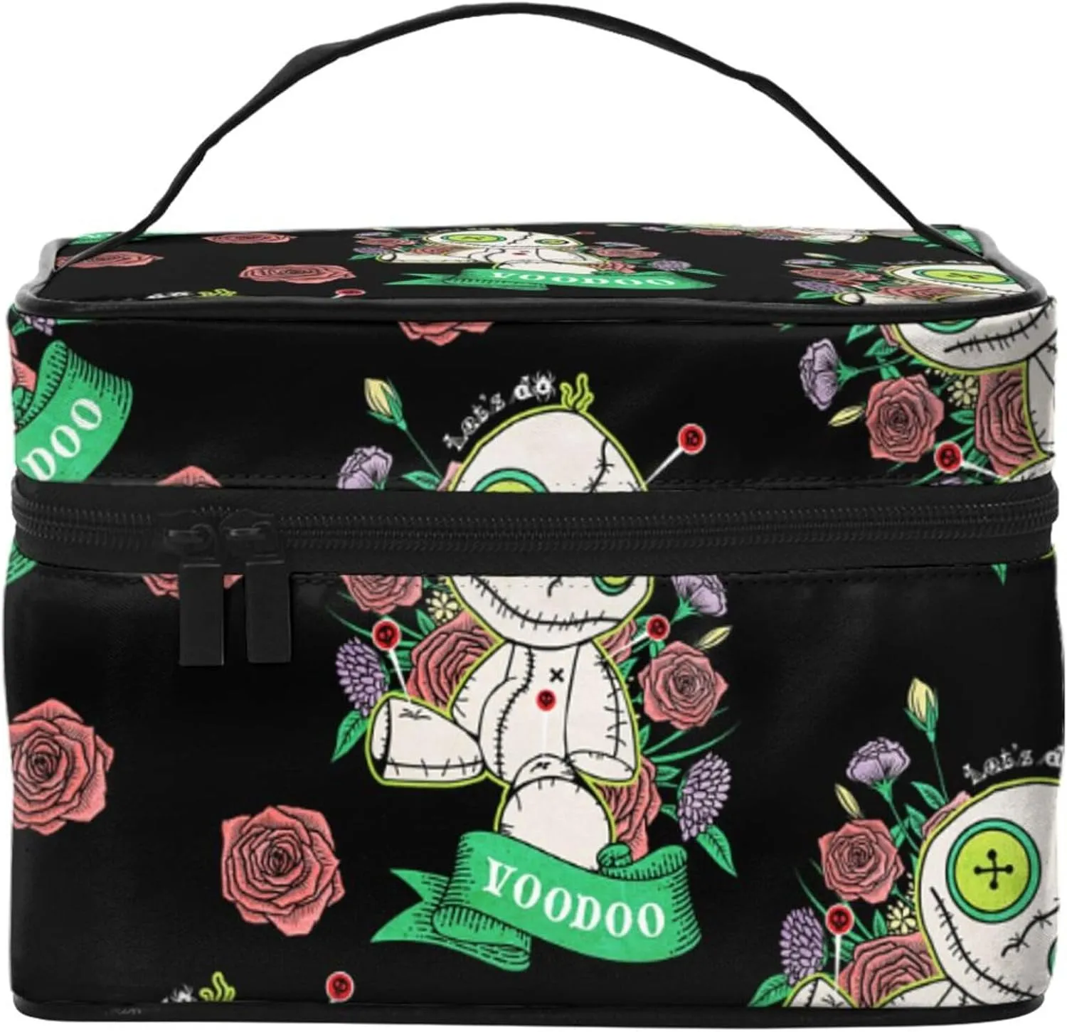 Water Resistant Oxford Toiletry Bag Compatible with Halloween Cute Gothic Voodoo Doll Cosmetic Bag, Large Capacity Makeup Bag with Zipper Ideal Gift for Women Luxury Cosmetic Pouch