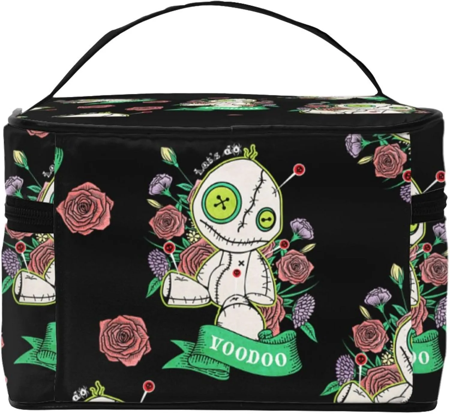 Water Resistant Oxford Toiletry Bag Compatible with Halloween Cute Gothic Voodoo Doll Cosmetic Bag, Large Capacity Makeup Bag with Zipper Ideal Gift for Women Luxury Cosmetic Pouch