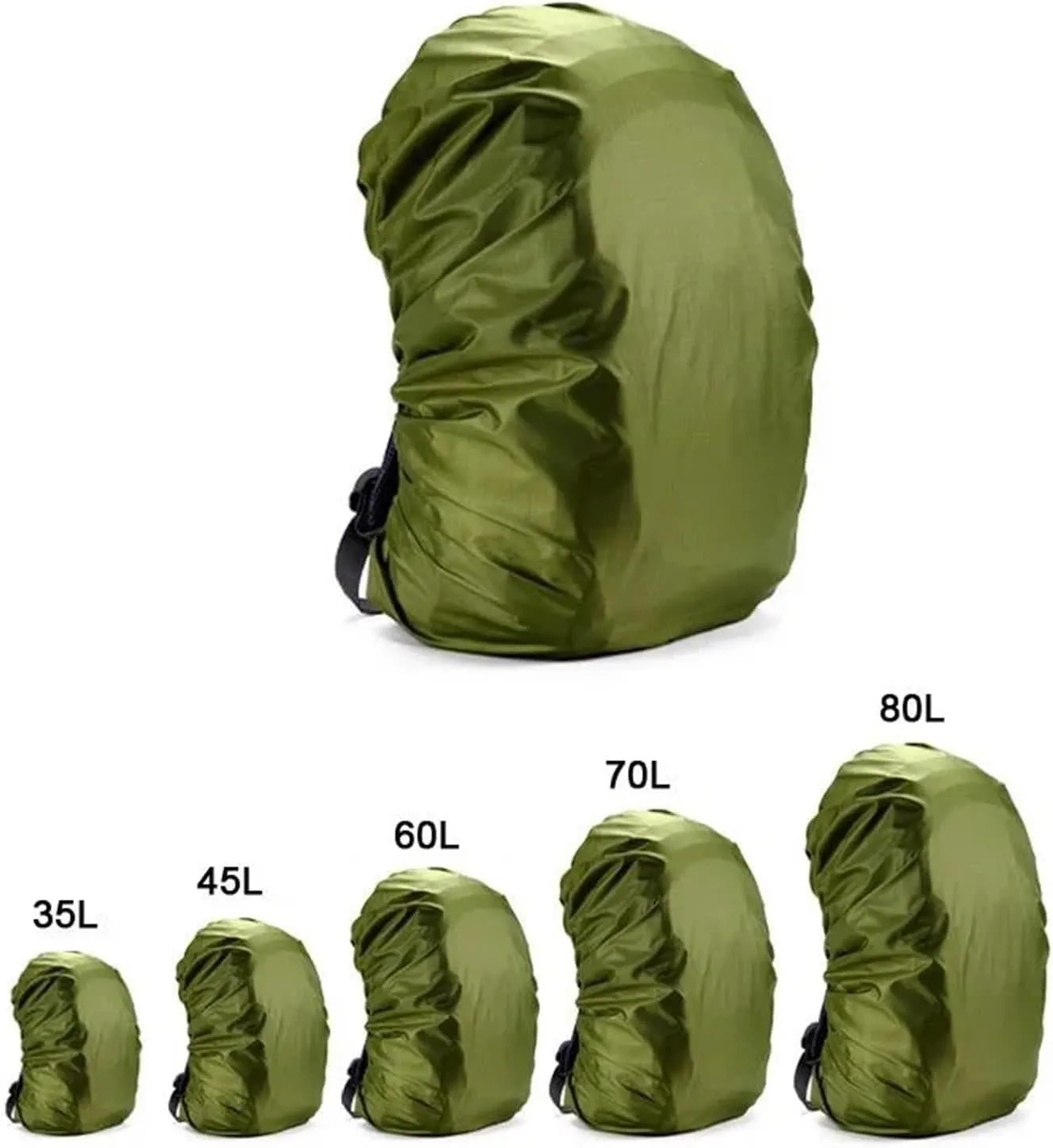 Waterproof Backpack Rain Cover 35L/45L/60L/70L/80L Outdoor Camping Hiking Mountaineering Backpack Bag Waterproof Rain Cap Cover for Hiking，Camping(70L Black)