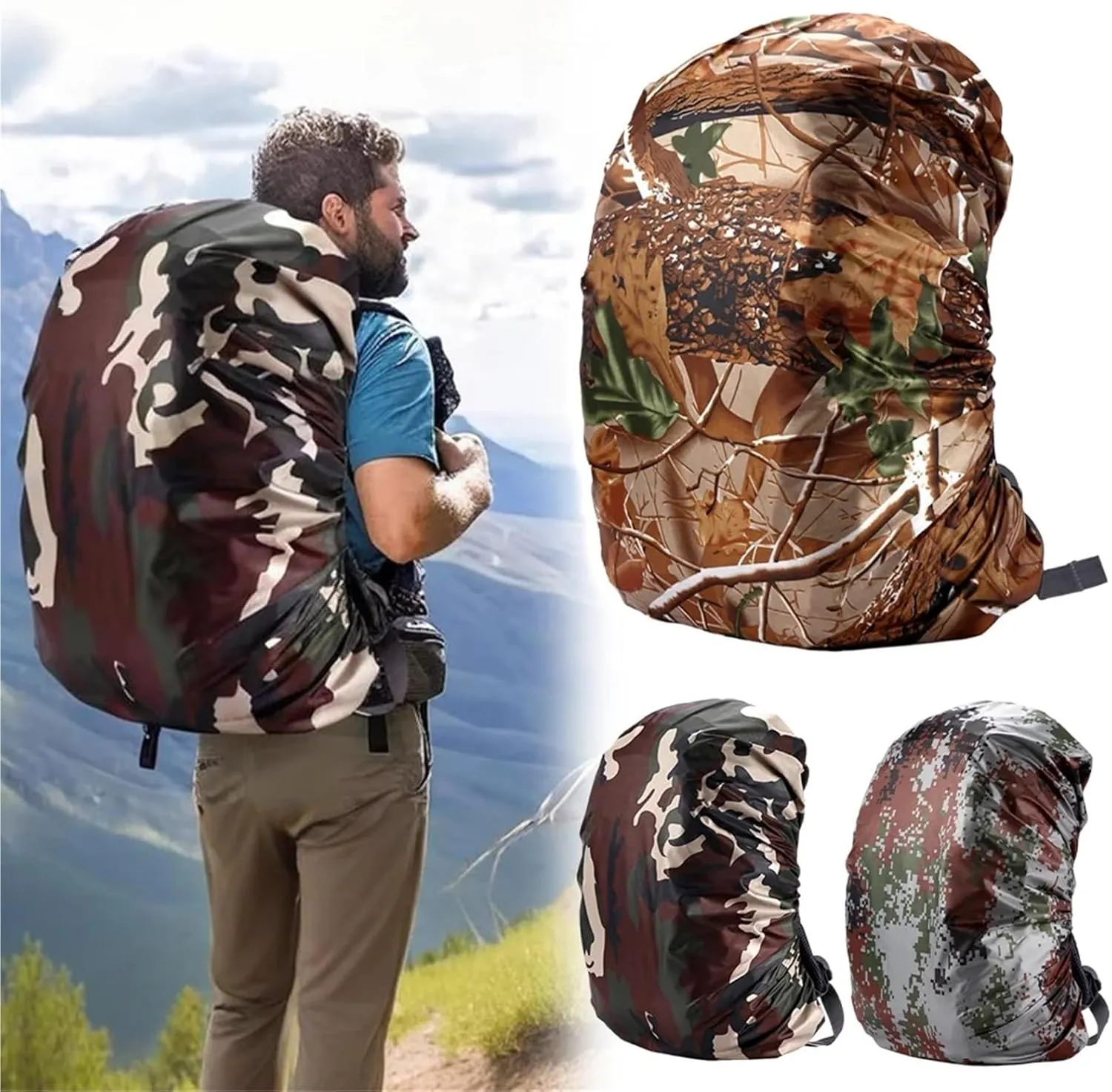 Waterproof Backpack Rain Cover Backpack Rain Cover Outdoor Camping Sun Protection Ultralight Waterproof Bags Cover 35-80L for Hiking，Camping(Color 02-55-60L)