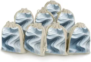 Wave Motion Image Drawstrings Bags Durable Portable Cotton Linen Cloth Pouch Reusable Small Storage Bags For Wrapping Gift Small Jewelry Stones Bracelet Headphones
