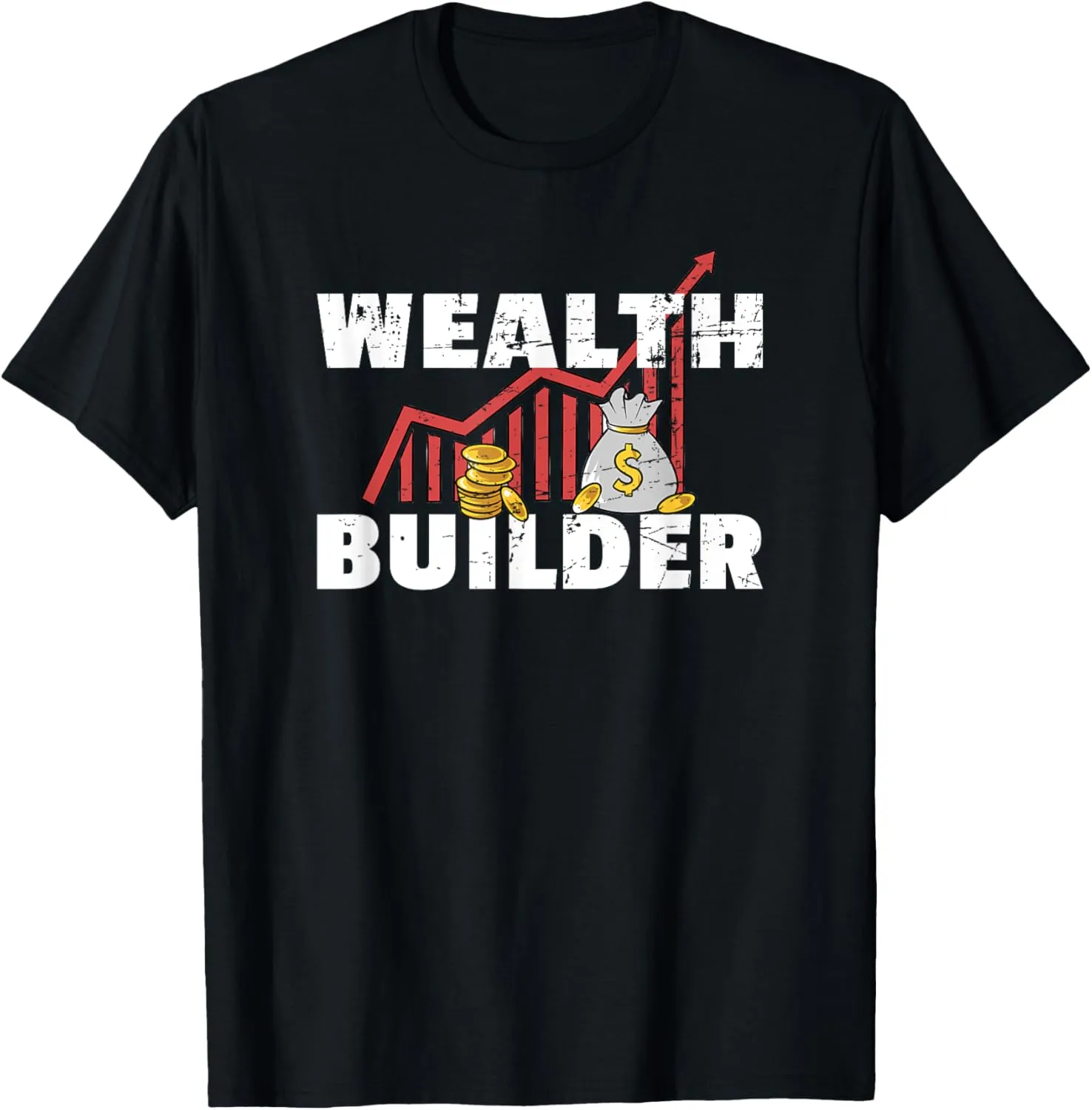 Wealth Builder Stock Chart Money Bags Market Investor Retro T-Shirt