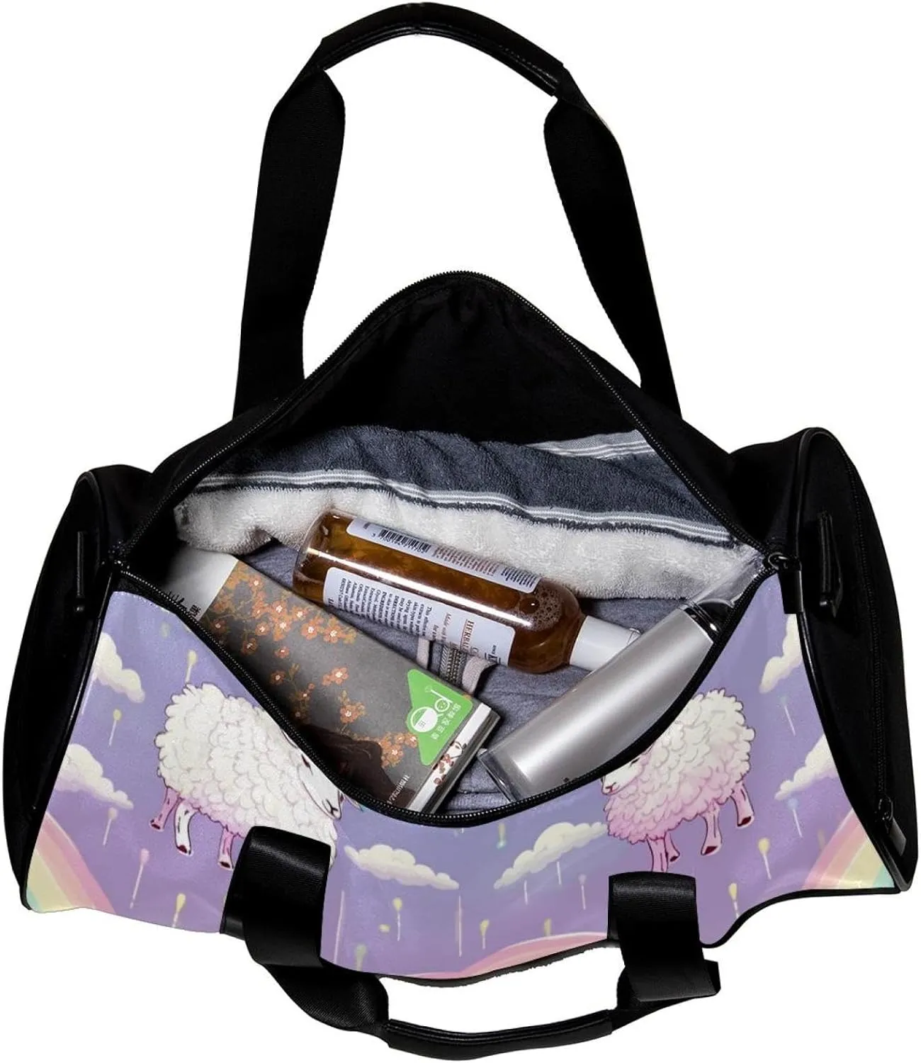 Weekender Travel Bag,Small Gym Bag,Color Striped Rainbow Sheep,Gym Duffle Bag