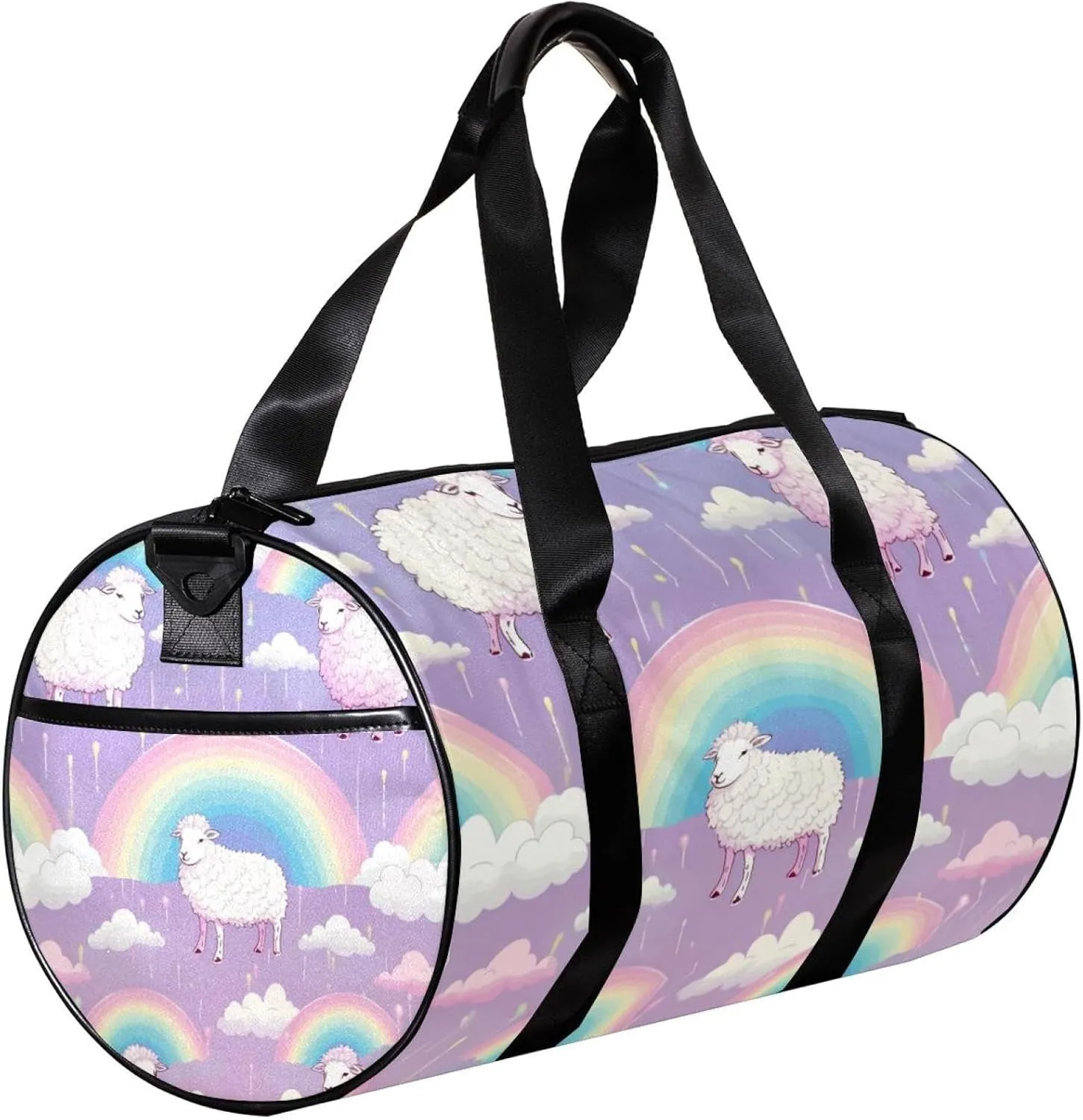 Weekender Travel Bag,Small Gym Bag,Color Striped Rainbow Sheep,Gym Duffle Bag