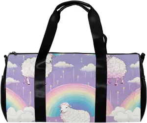 Weekender Travel Bag,Small Gym Bag,Color Striped Rainbow Sheep,Gym Duffle Bag