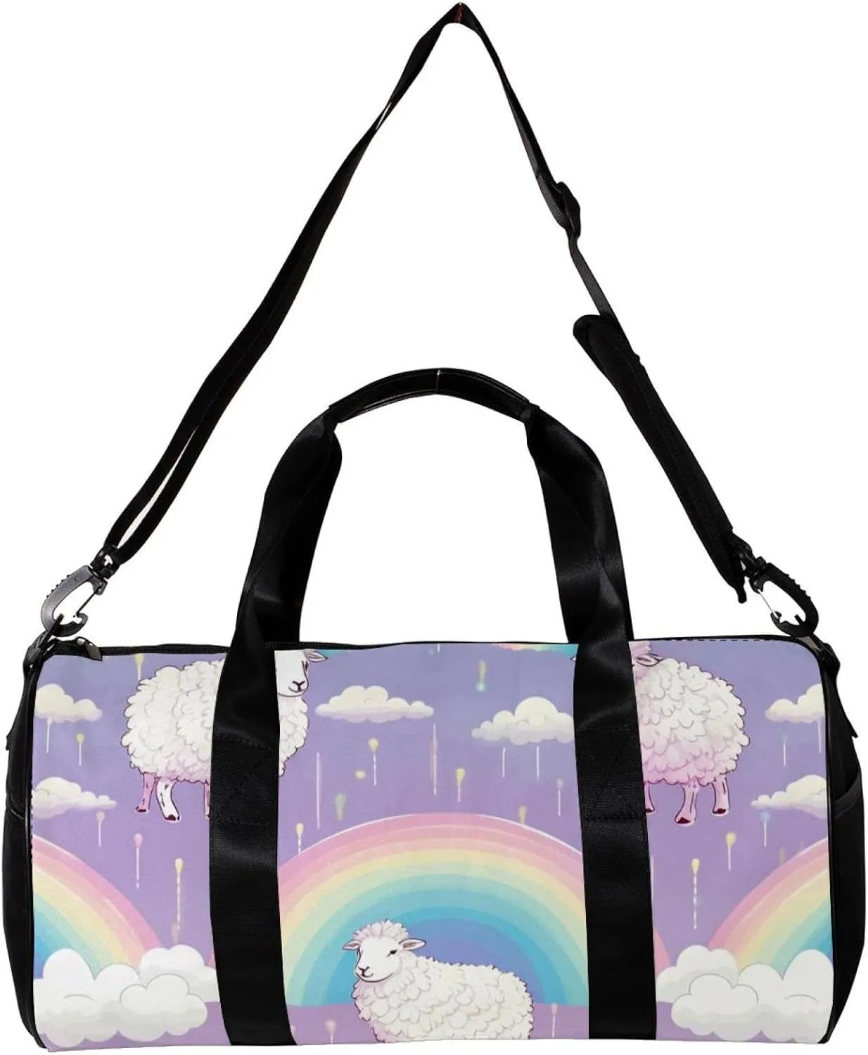 Weekender Travel Bag,Small Gym Bag,Color Striped Rainbow Sheep,Gym Duffle Bag
