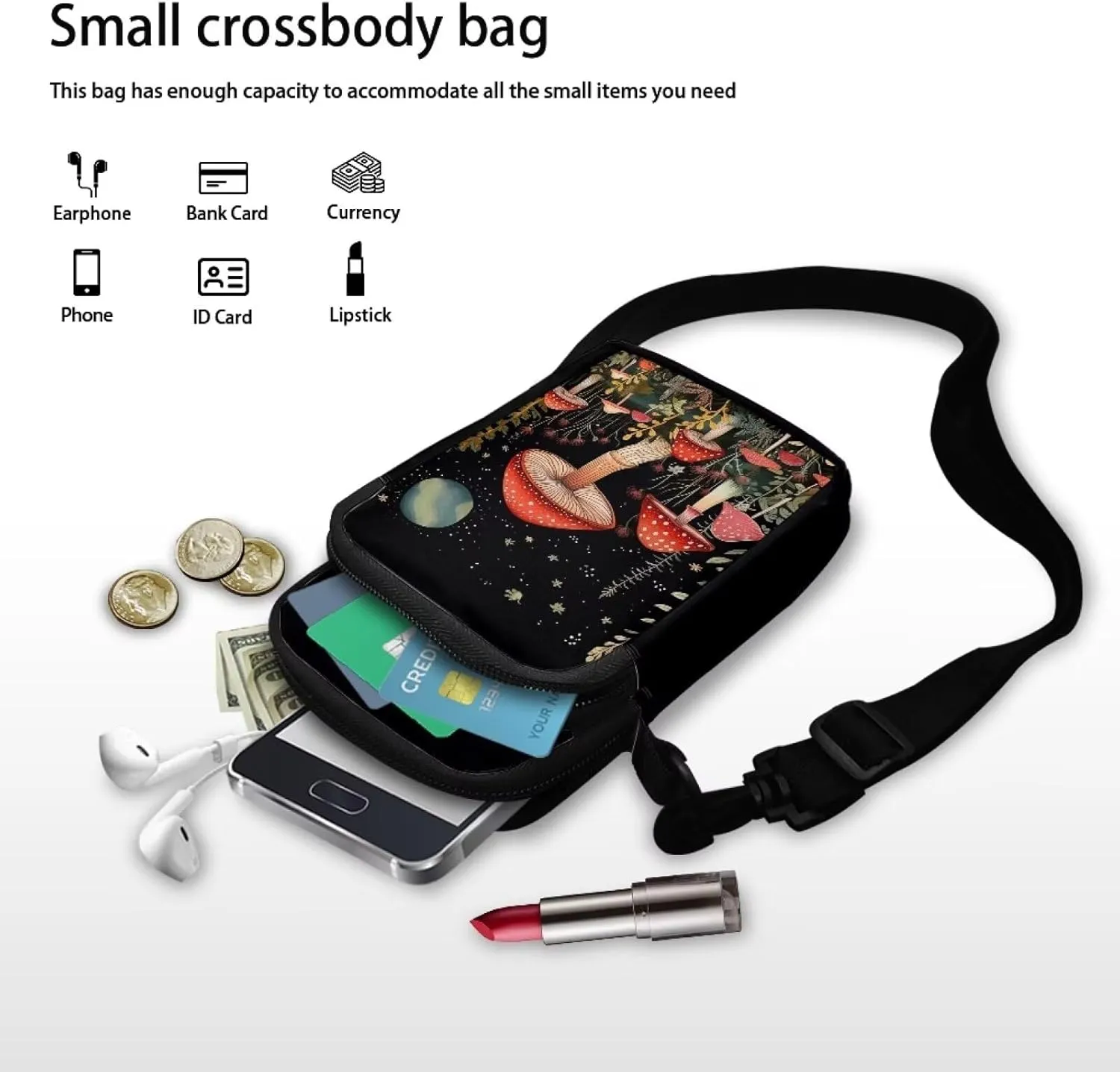 WELLFLYHOM Cell Phone Purse Women Crossbody Bag Canvas Messenger Pouch Travel Wallet