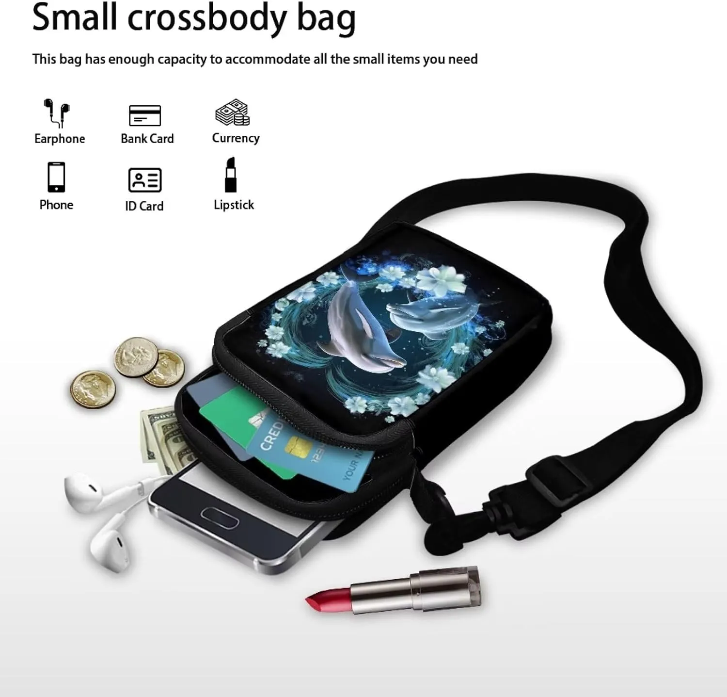 WELLFLYHOM Cell Phone Purse Women Crossbody Bag Canvas Messenger Pouch Travel Wallet