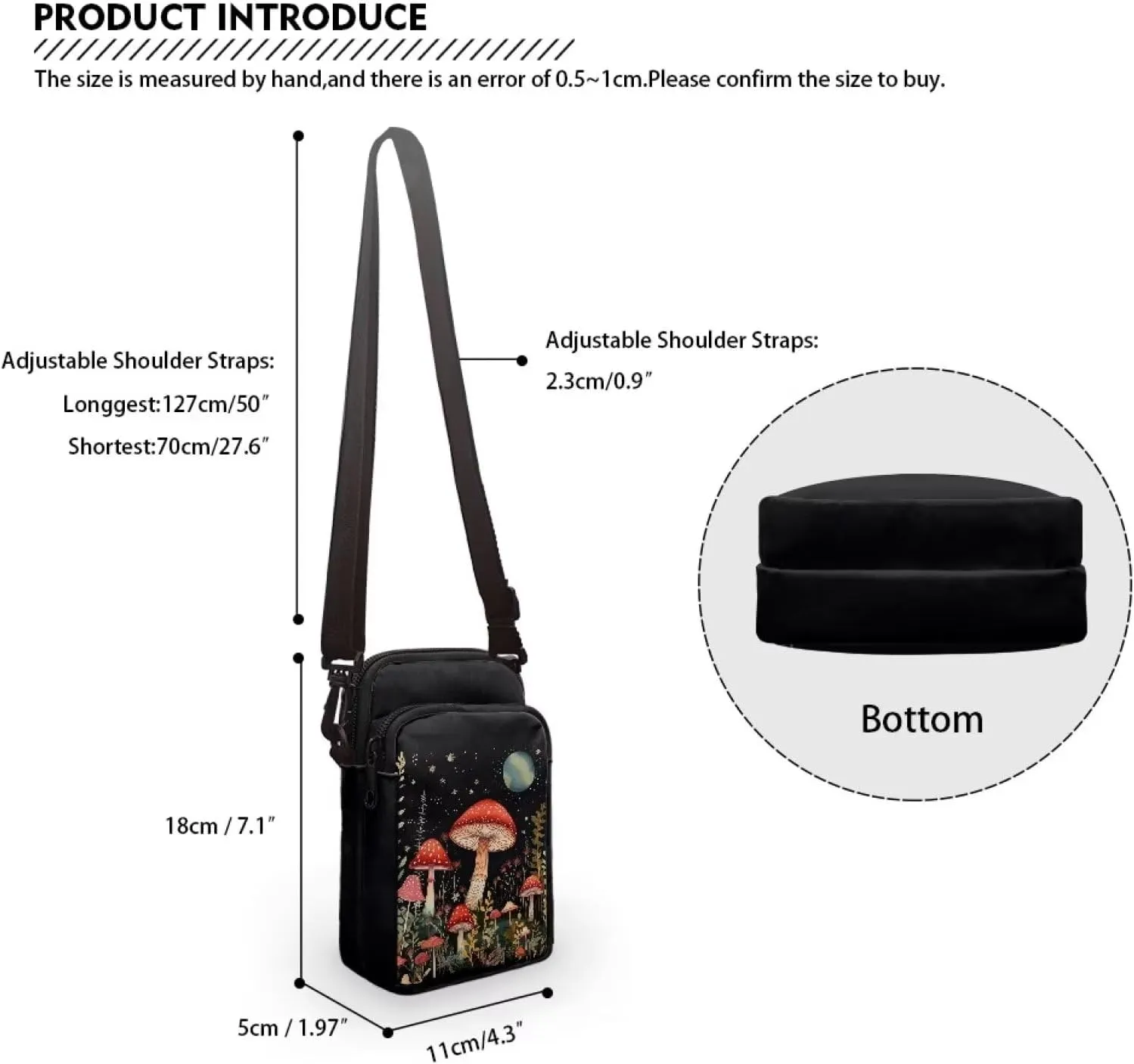WELLFLYHOM Cell Phone Purse Women Crossbody Bag Canvas Messenger Pouch Travel Wallet