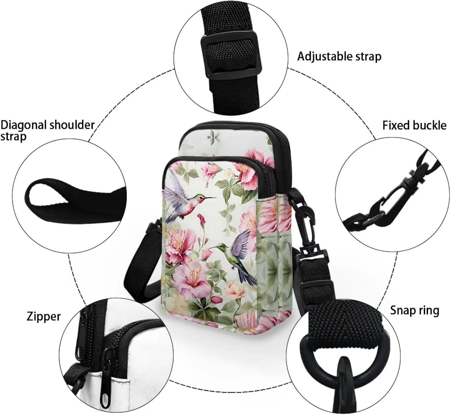 WELLFLYHOM Cell Phone Purse Women Crossbody Bag Canvas Messenger Pouch Travel Wallet
