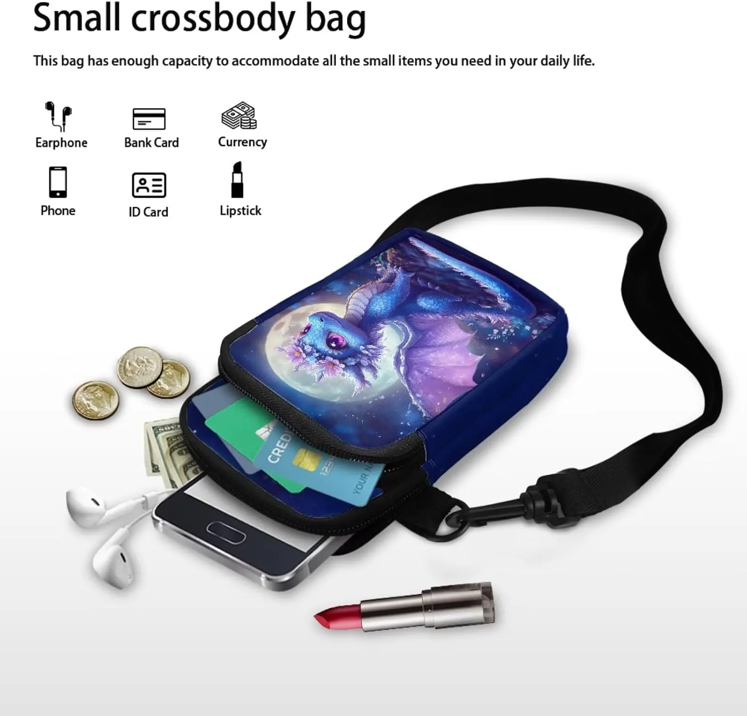 WELLFLYHOM Cell Phone Purse Women Crossbody Bag Canvas Messenger Pouch Travel Wallet
