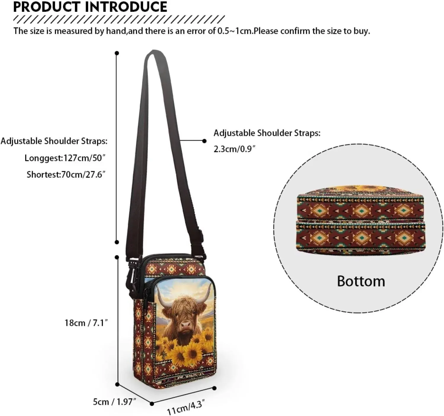 WELLFLYHOM Cell Phone Purse Women Crossbody Bag Canvas Messenger Pouch Travel Wallet