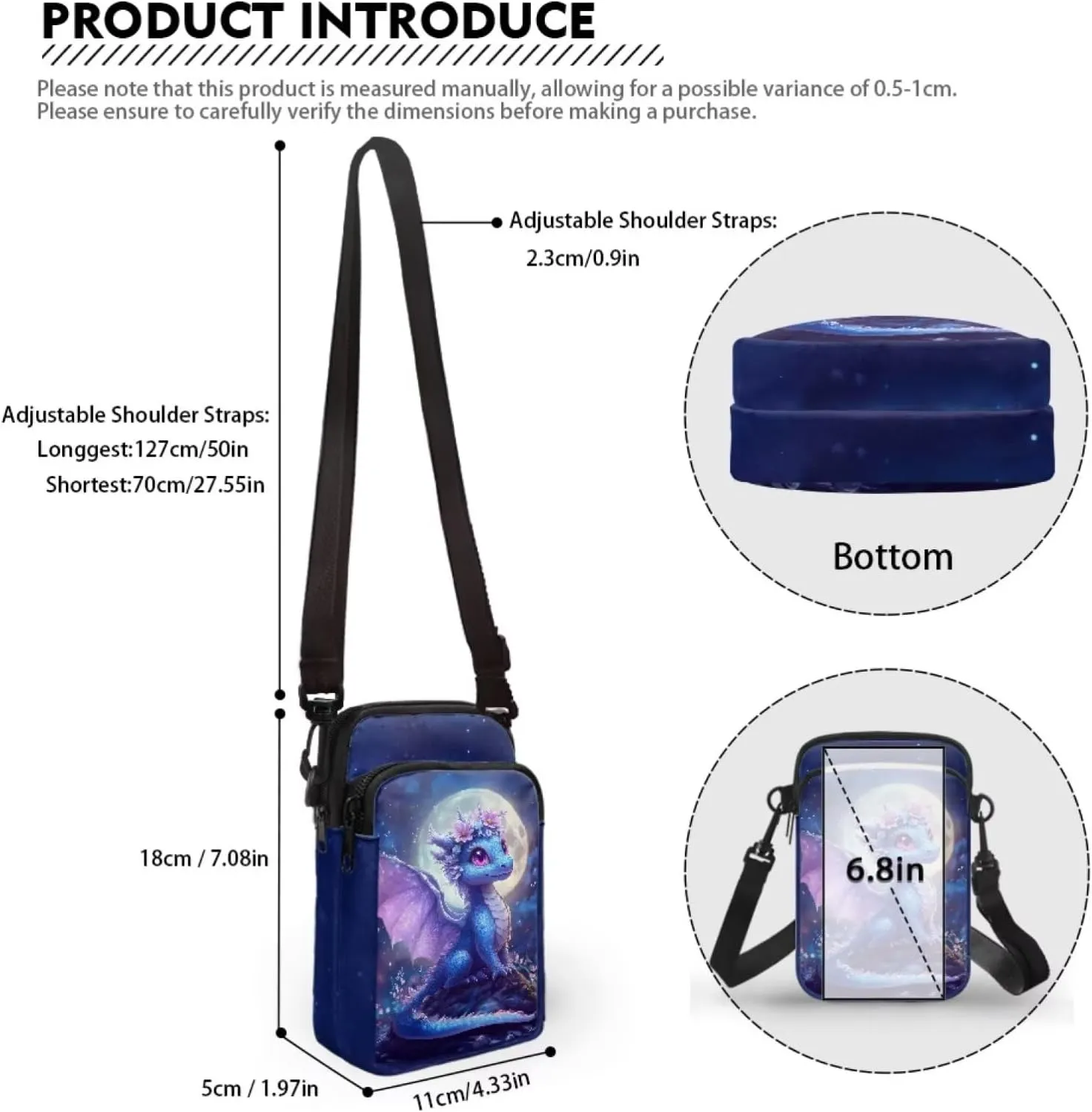 WELLFLYHOM Cell Phone Purse Women Crossbody Bag Canvas Messenger Pouch Travel Wallet