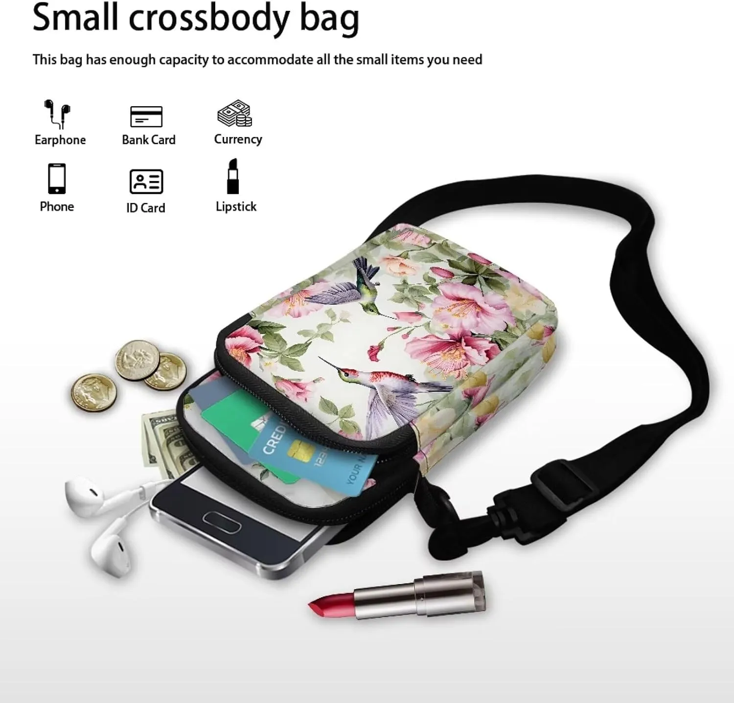 WELLFLYHOM Cell Phone Purse Women Crossbody Bag Canvas Messenger Pouch Travel Wallet