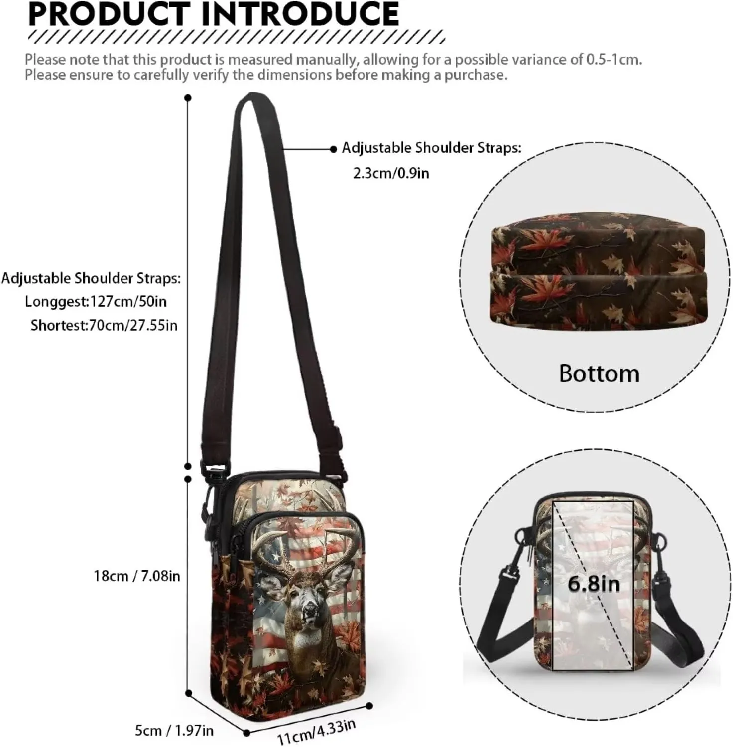 WELLFLYHOM Mini Crossbody Bag Phone Purses Wallet for Women Canvas Messenger Pouch