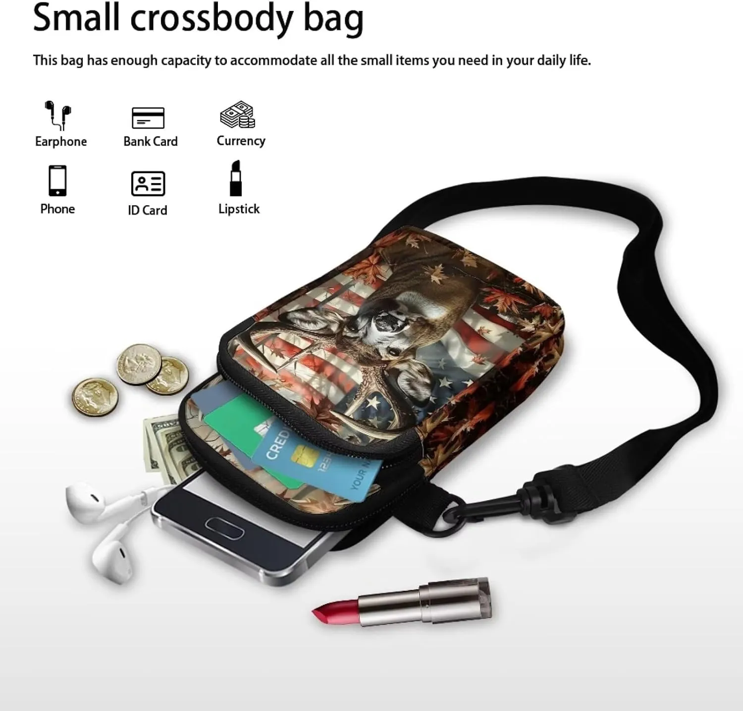 WELLFLYHOM Mini Crossbody Bag Phone Purses Wallet for Women Canvas Messenger Pouch