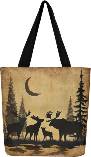 Western Canvas Tote Bag Gothic Bull Skull Beach Bag,Cowboy Hat Rustic Cowboy Boots Exotic Cow Horse Handbag