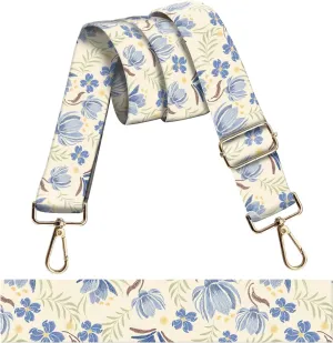 Wide Purse Strap Replacement Crossbody, Funny Shoulder Strap Adjustable, Cute Bag Strap for Women Guitar Purses Cute Blue Flowers