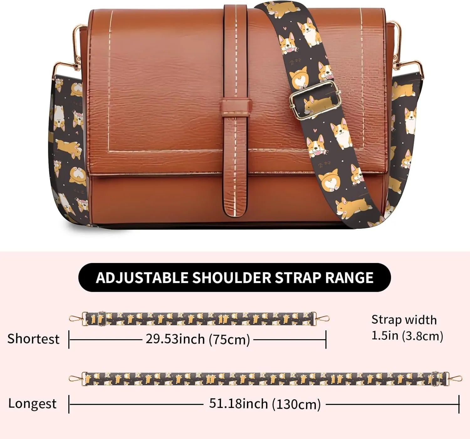Wide Purse Strap Replacement Crossbody, Funny Shoulder Strap Adjustable, Cute Bag Strap for Women Guitar Purses