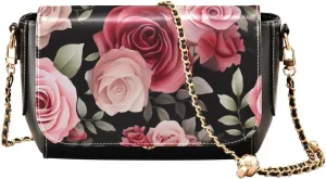 Wildflowers Watercolor Medium Leather Shoulder Bag, Shoulder Bag for Women Leather