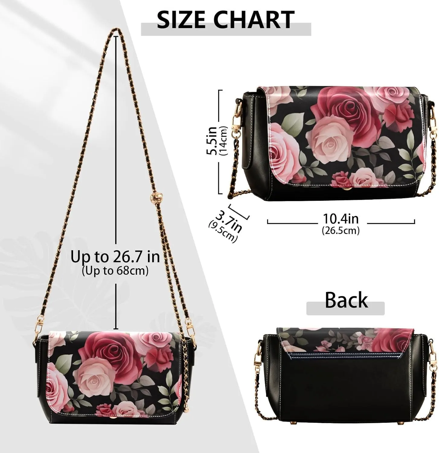 Wildflowers Watercolor Medium Leather Shoulder Bag, Shoulder Bag for Women Leather