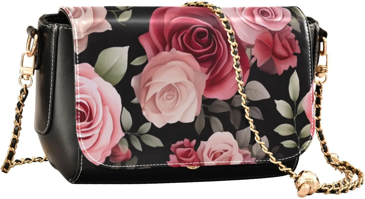 Wildflowers Watercolor Medium Leather Shoulder Bag, Shoulder Bag for Women Leather