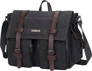 WITZMAN Vintage Canvas Messenger Bag for Men and Women Large Satchel Bags Crossbody Shoulder with 17 inch Laptop
