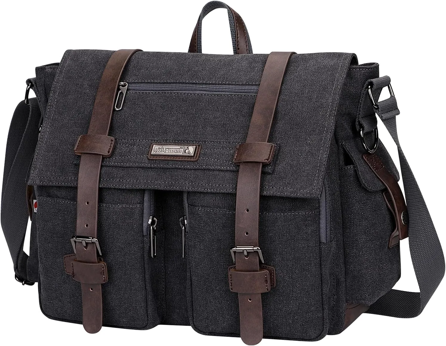 WITZMAN Vintage Canvas Messenger Bag for Men and Women Large Satchel Bags Crossbody Shoulder with 17 inch Laptop