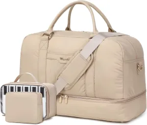 Wogarl Weekender Bag for Women Men Large Overnight Bag Travel Duffel Bag with Shoe Compartment Toiletry Satchel Bag Carry On Bag Fit 21" Laptop